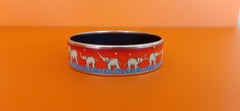 Hermès Enamel Bracelet Elephants Grazing Red Phw Size PM 65