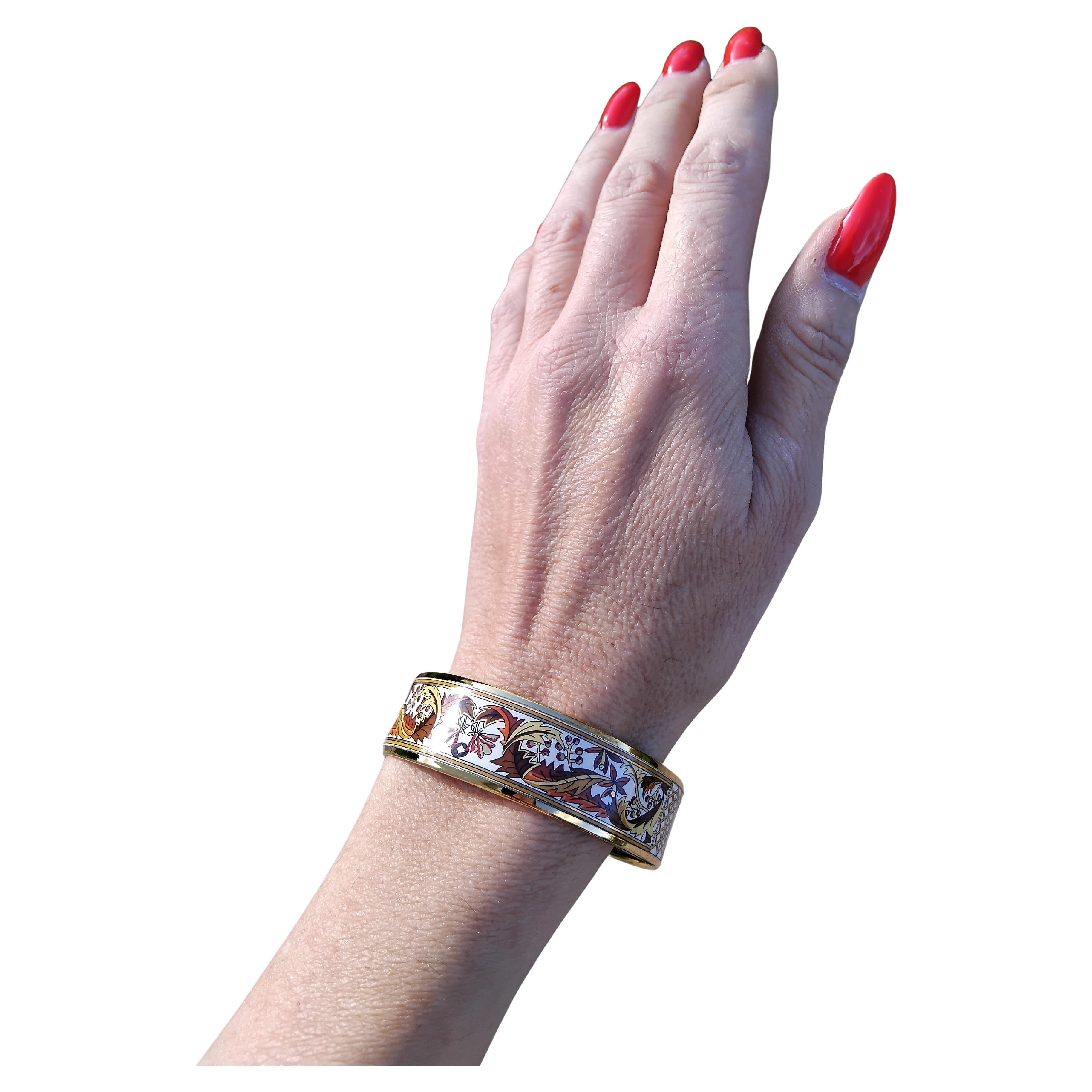 Hermès Bracelet émail feuilles d'automne or Hdw Taille 65 en vente 8