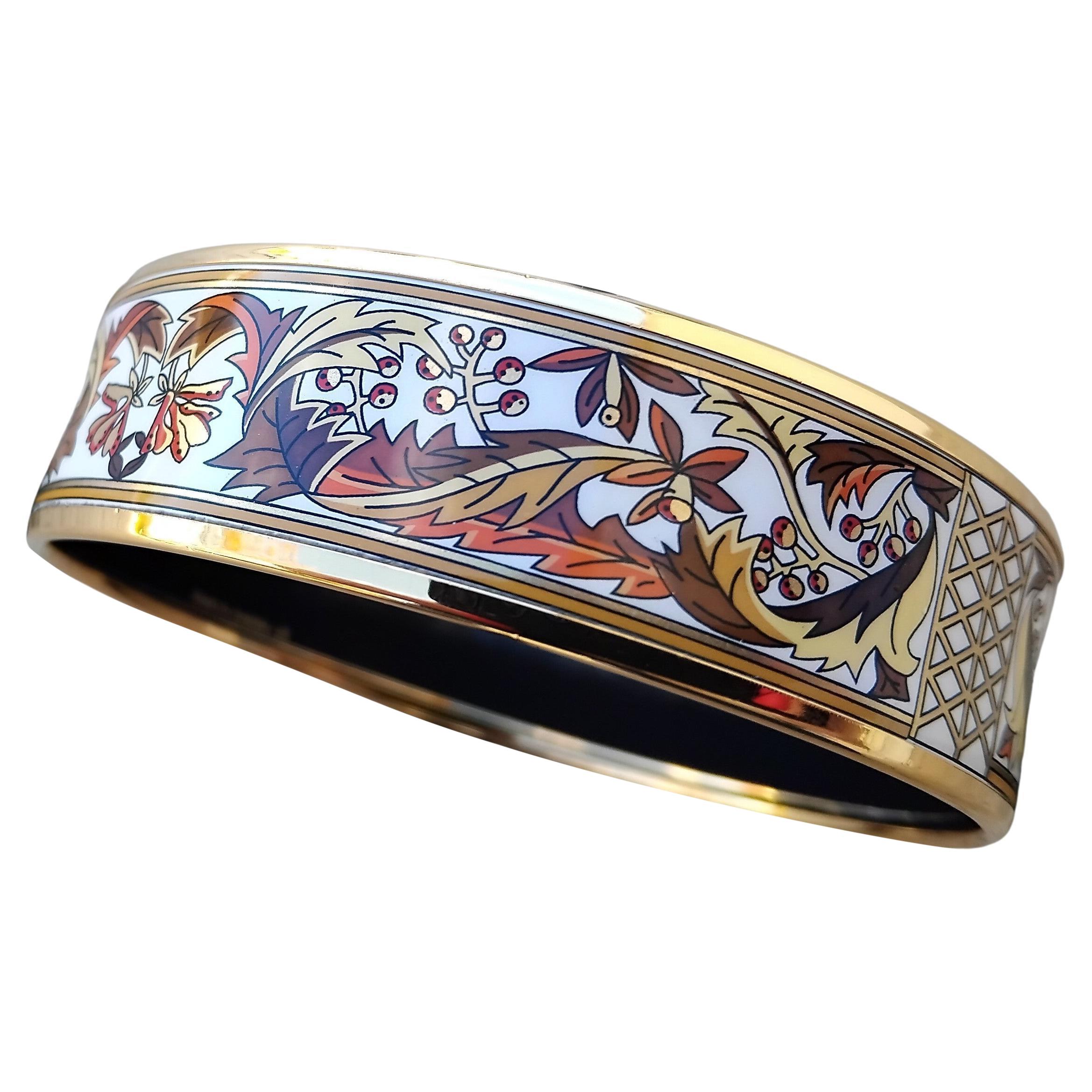 Hermès Bracelet émail feuilles d'automne or Hdw Taille 65 en vente 9