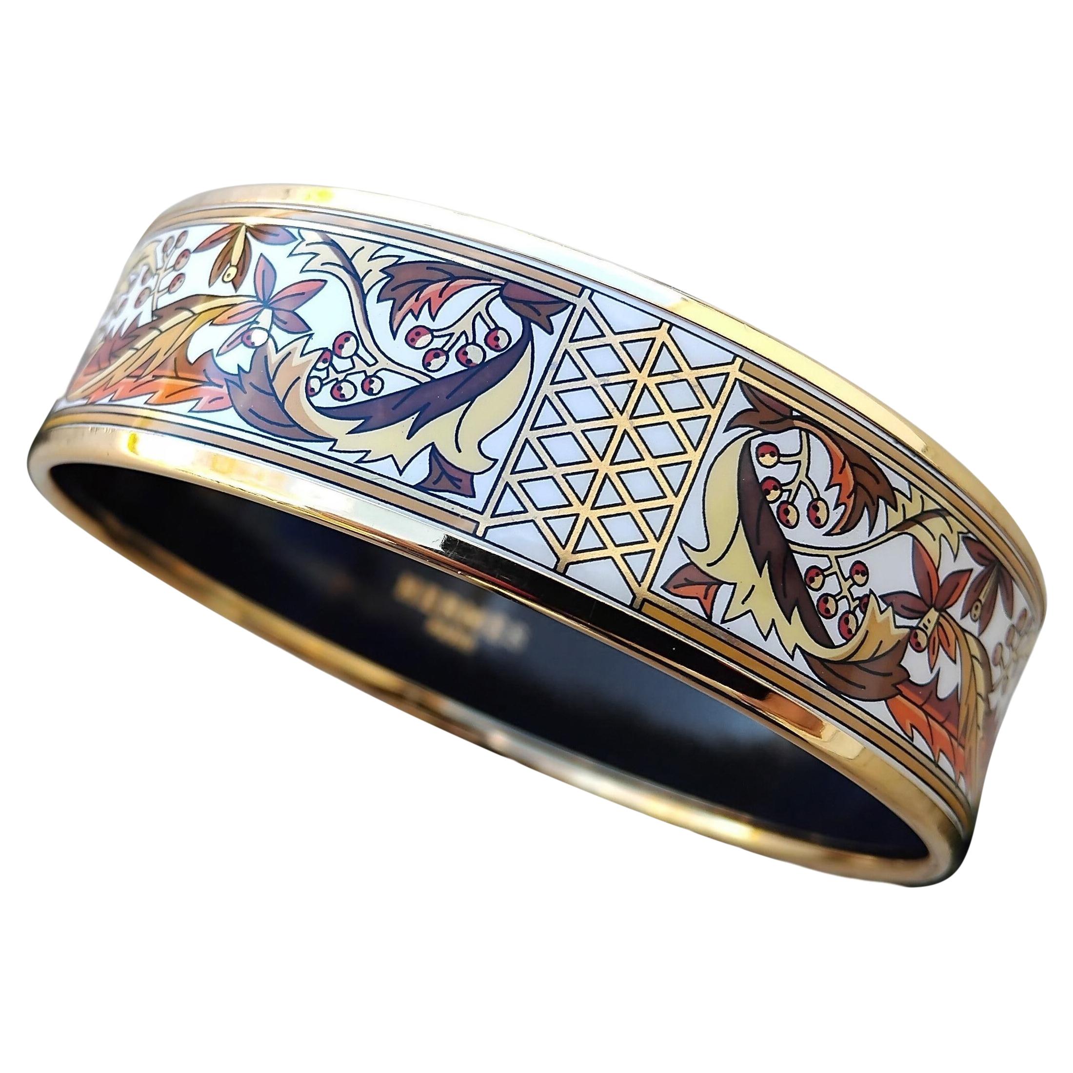 Hermès Bracelet émail feuilles d'automne or Hdw Taille 65 en vente 11