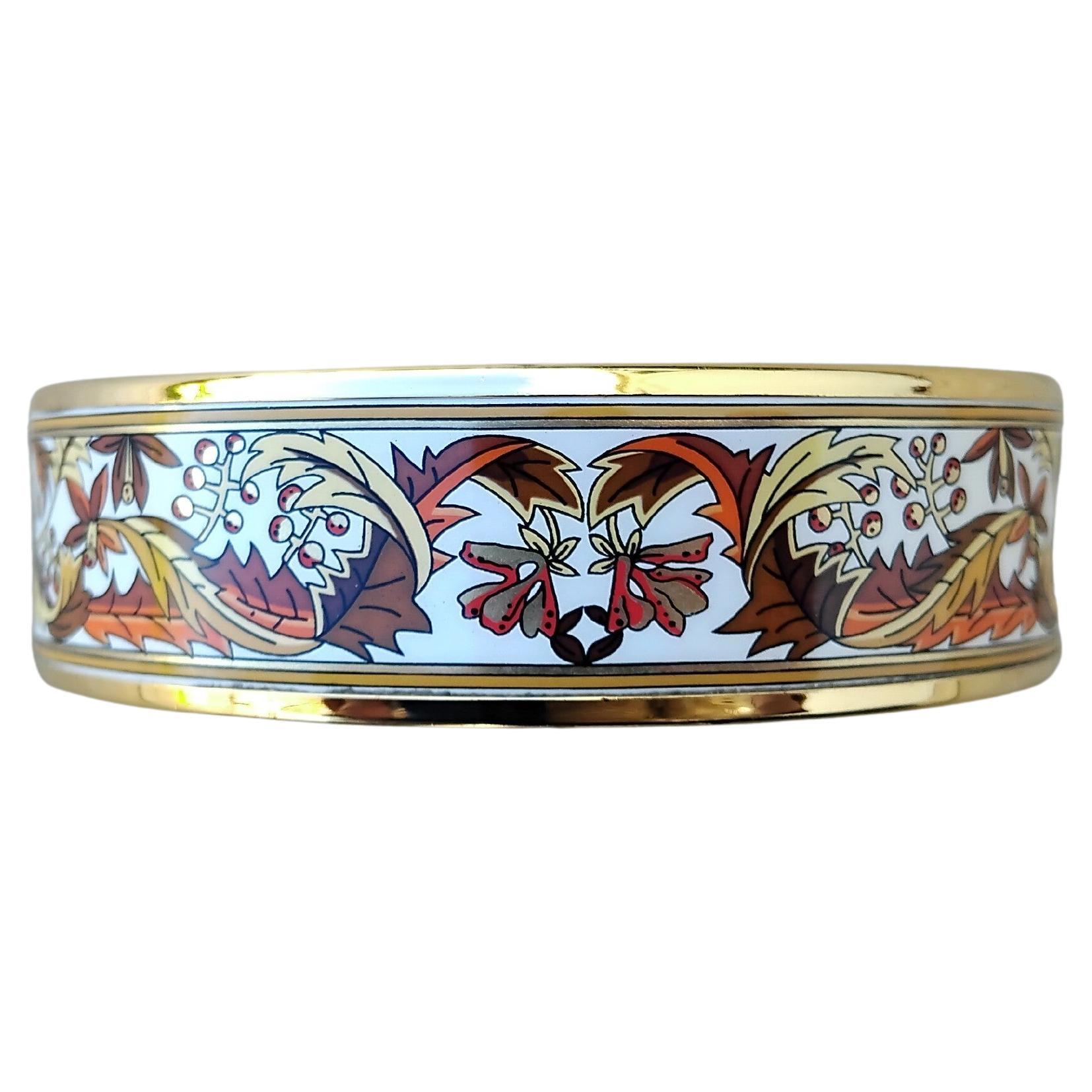 Hermès Bracelet émail feuilles d'automne or Hdw Taille 65 en vente 2
