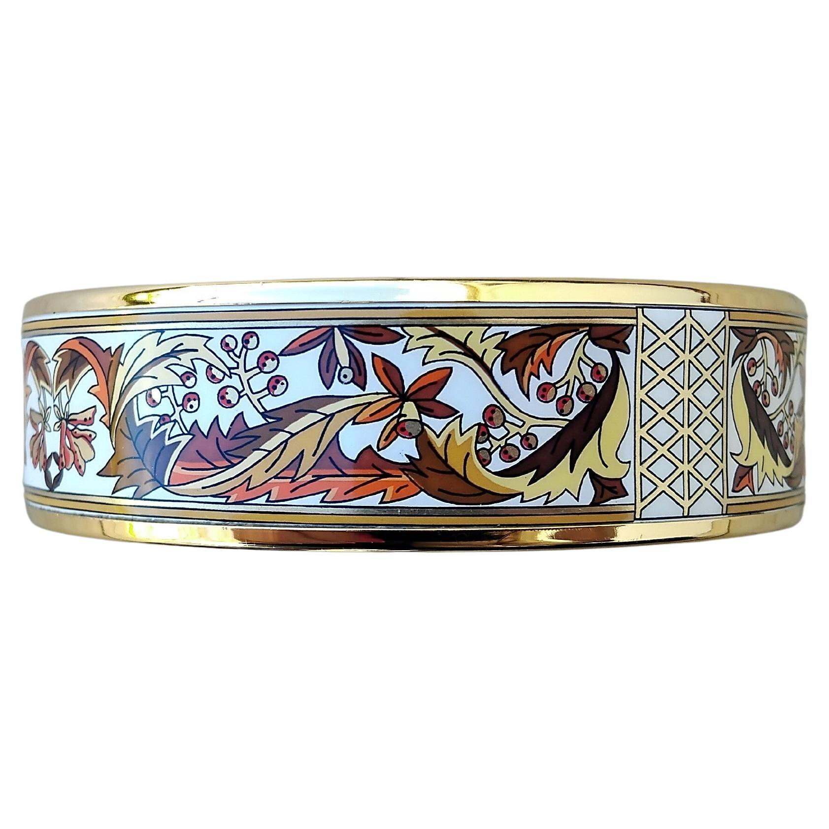 Hermès Bracelet émail feuilles d'automne or Hdw Taille 65 en vente 3