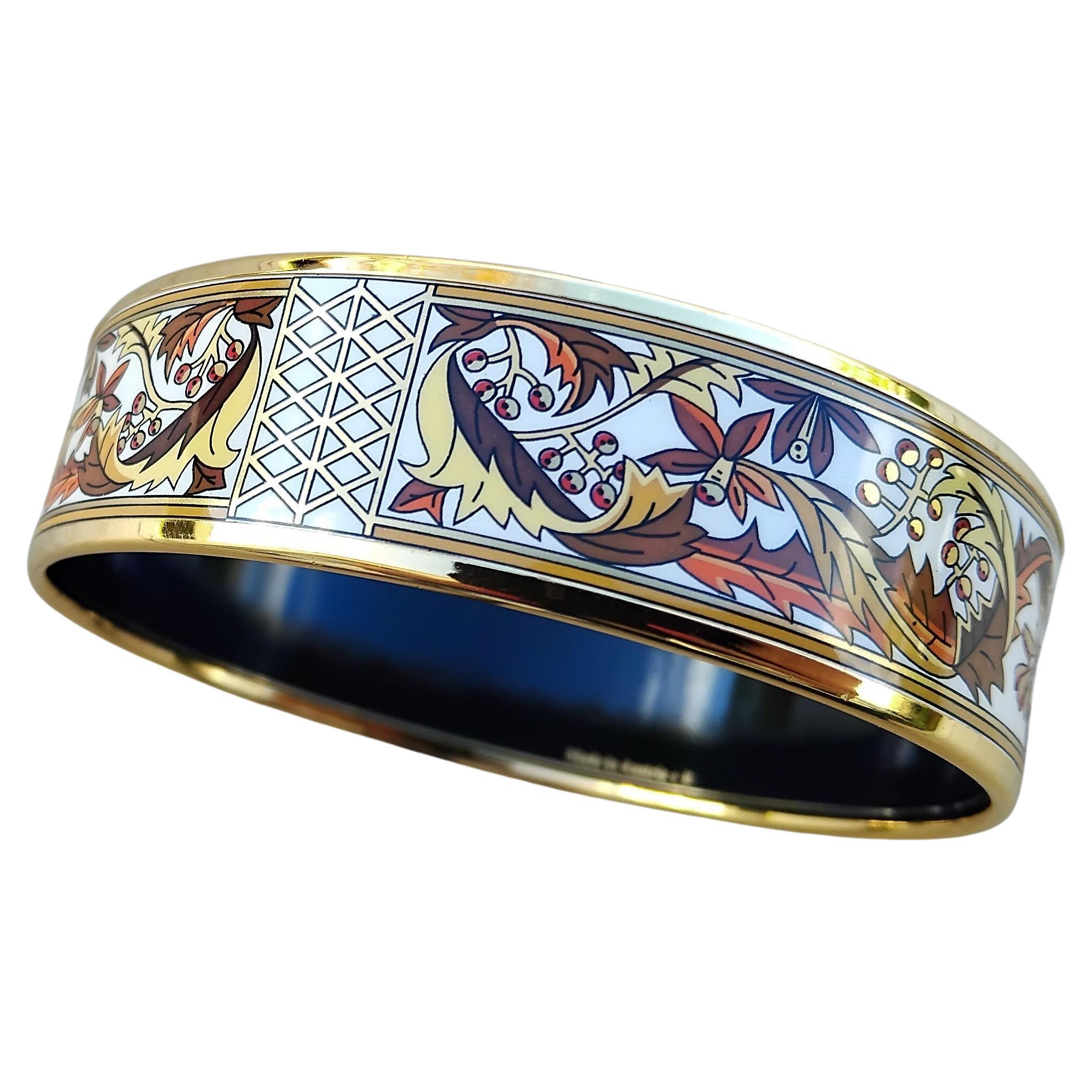 Hermès Bracelet émail feuilles d'automne or Hdw Taille 65 en vente 4
