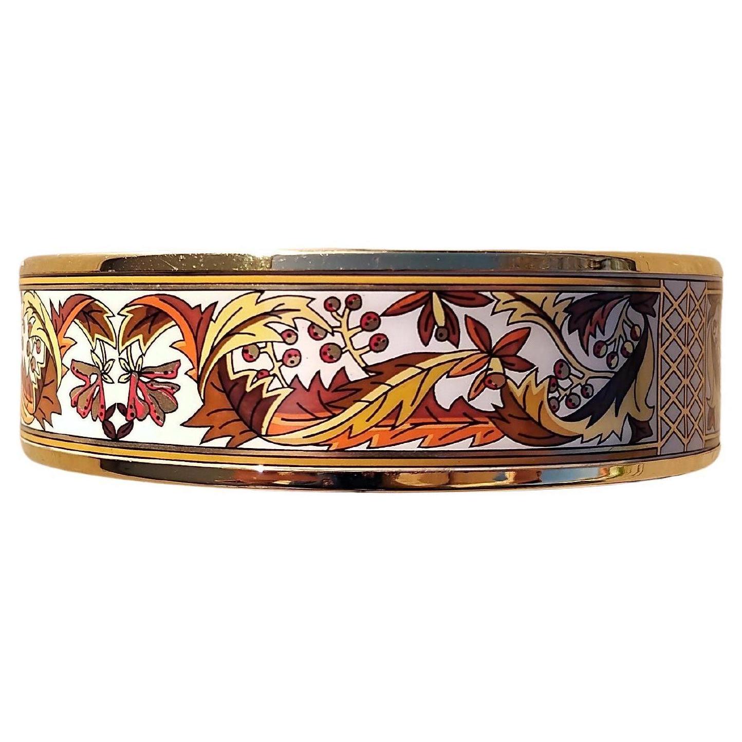 Hermès Bracelet émail feuilles d'automne or Hdw Taille 65 en vente 5