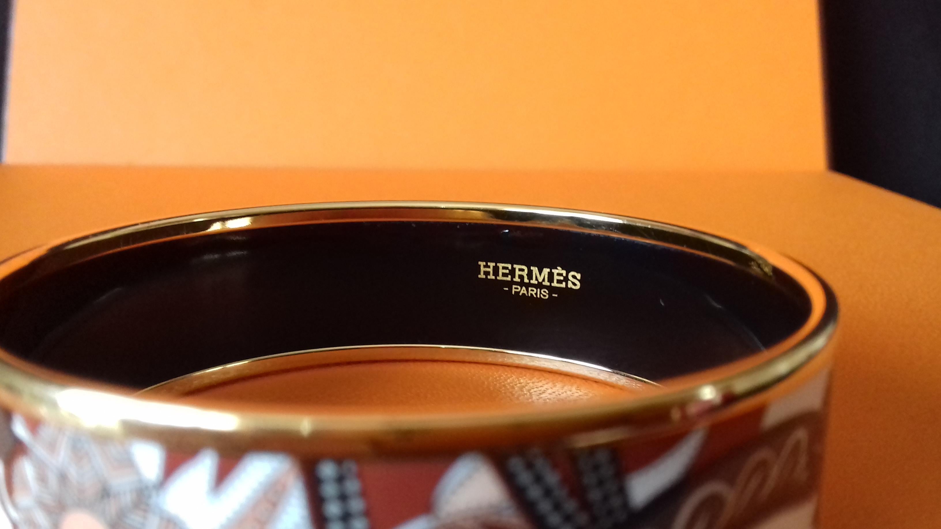 Hermès Enamel Bracelet Festival des Amazones Rose Gold HDW Size 62 2