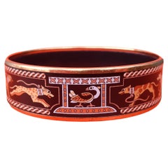 Hermès Bracelet émail Chiens lévriers Levriers Ghw Taille 70 GM