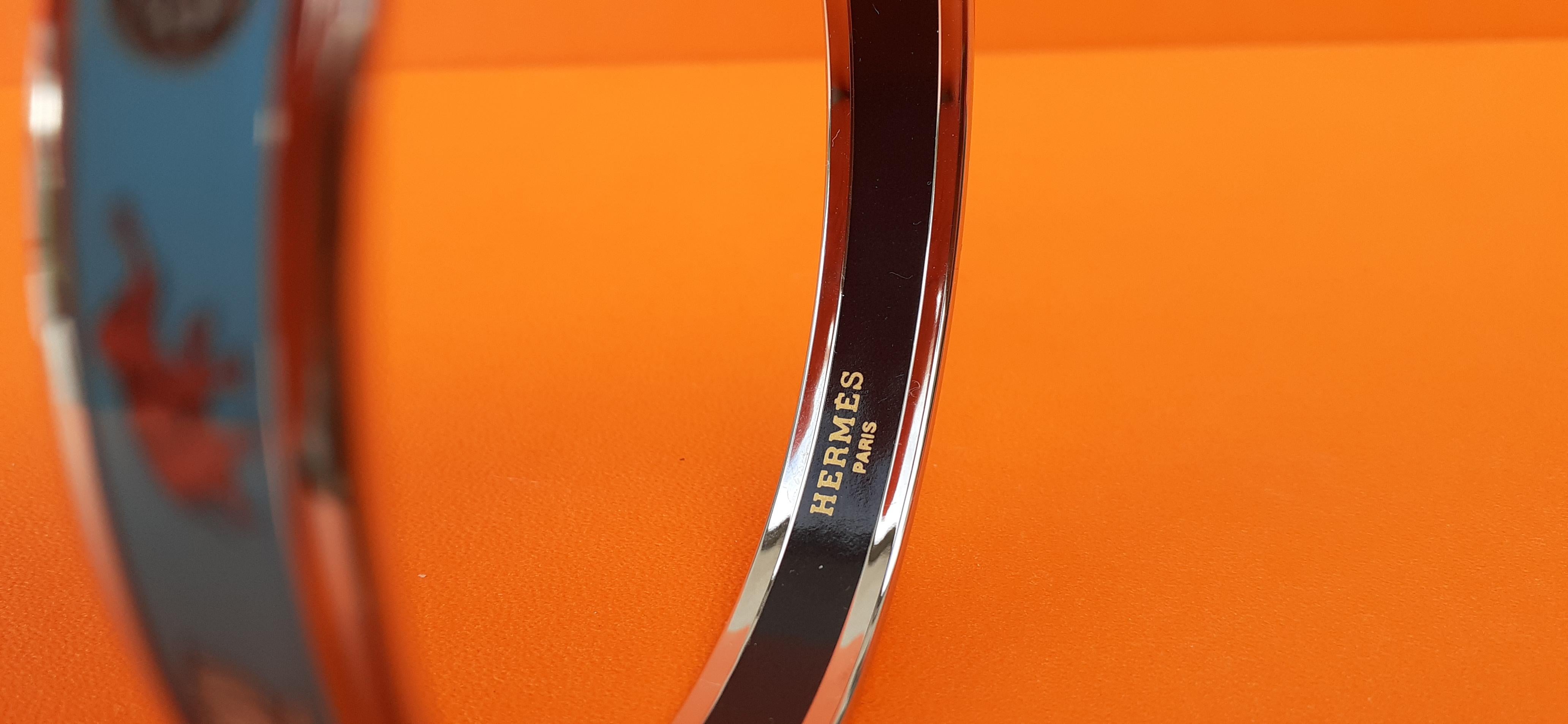 Hermès Enamel Bracelet Indian Spirit Horse Fish Flower Elephant NEW Phw Size 65 1