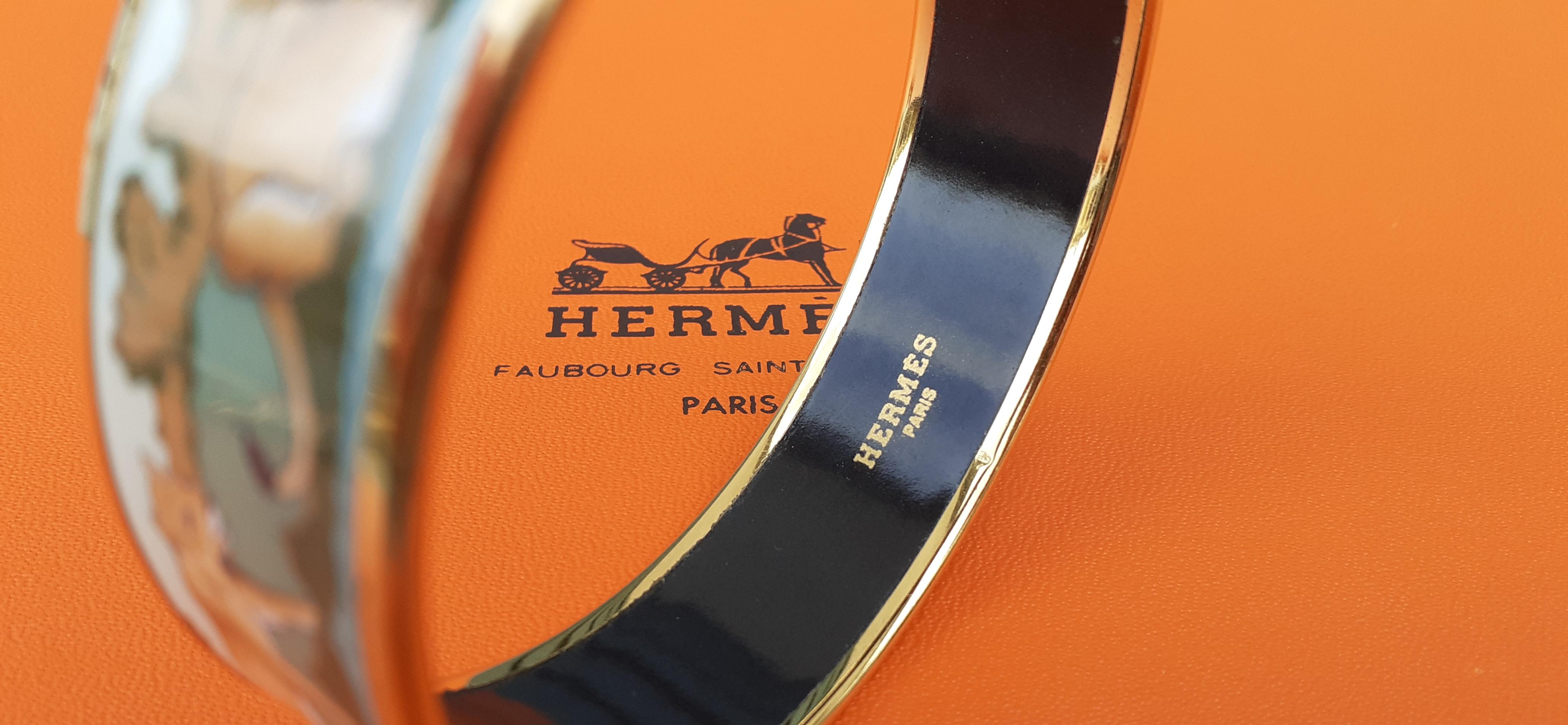 Hermès Enamel Bracelet Lions and Lionesses Large Gold Hdw Size GM 70 3