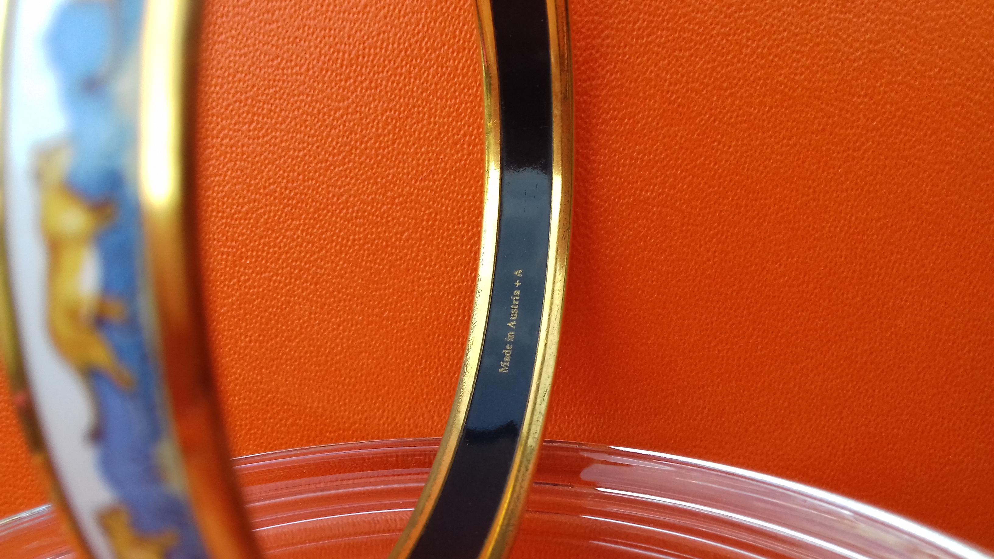 Hermès Enamel Bracelet Lions and Lionesses Narrow Gold Hdw Size PM 65 7
