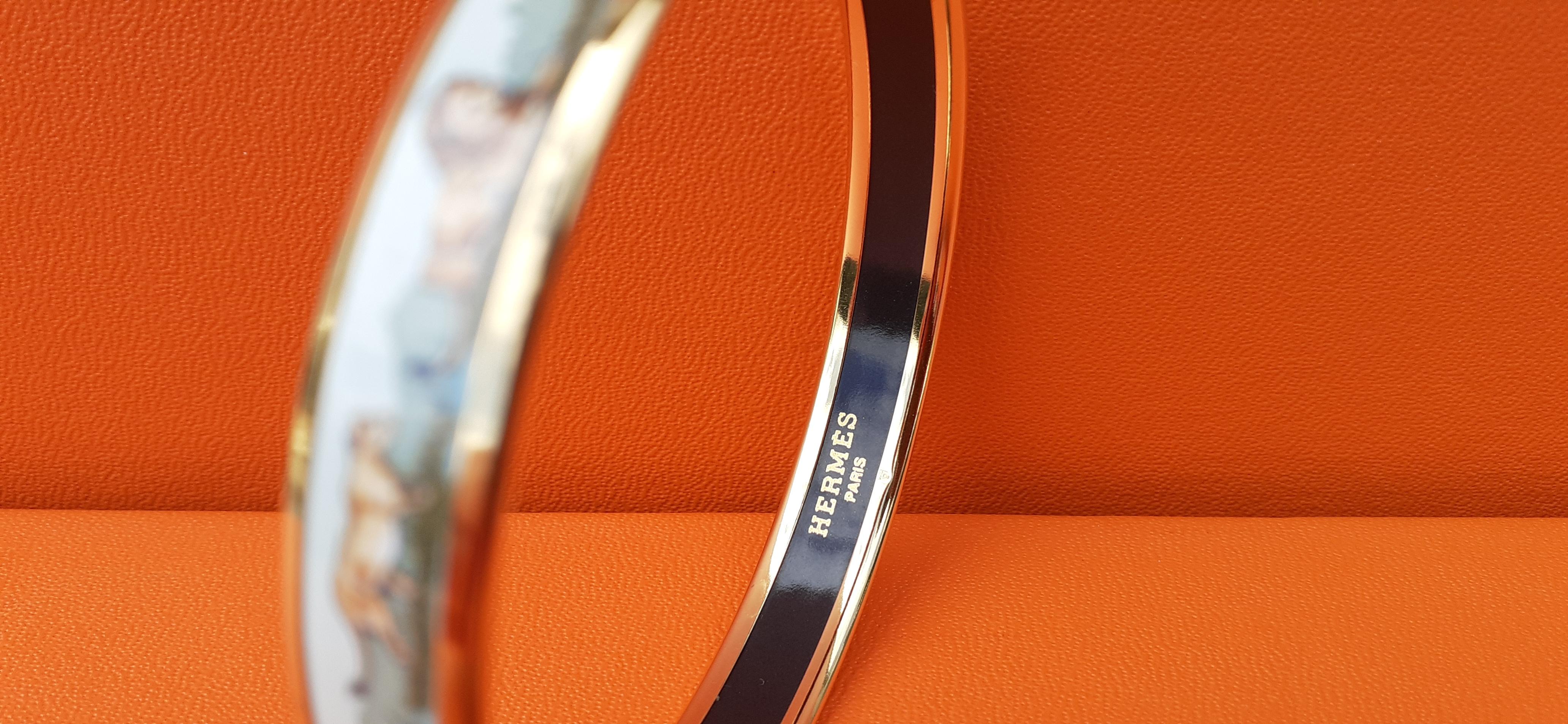 Hermès Emaille-Armband Löwen und Löwinnen Schmal Gold Hdw Größe PM 65 im Angebot 2