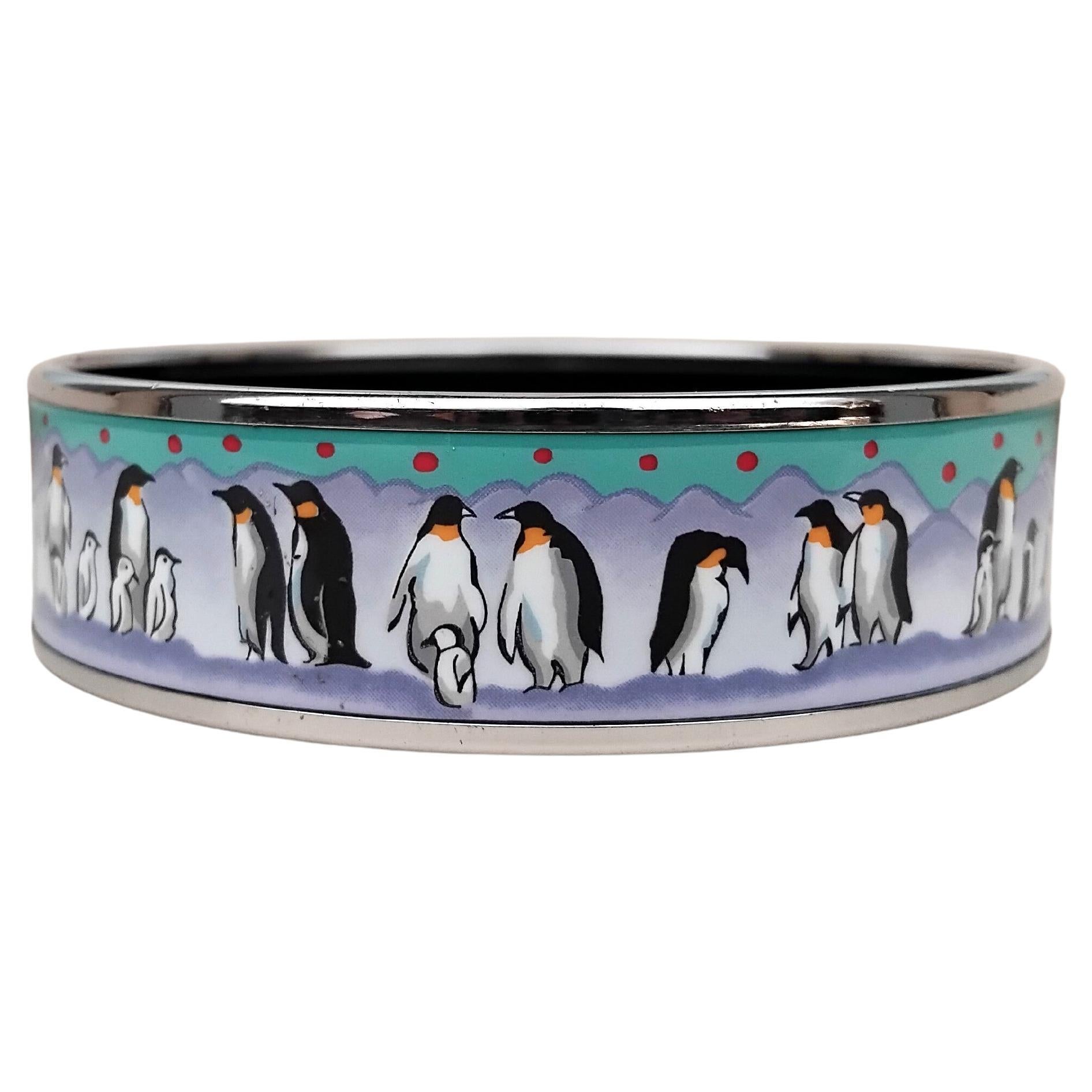 Donna Bracciale Hermès Smalto Pinguini sul Ghiaccio QPhw Taglia 65 in vendita