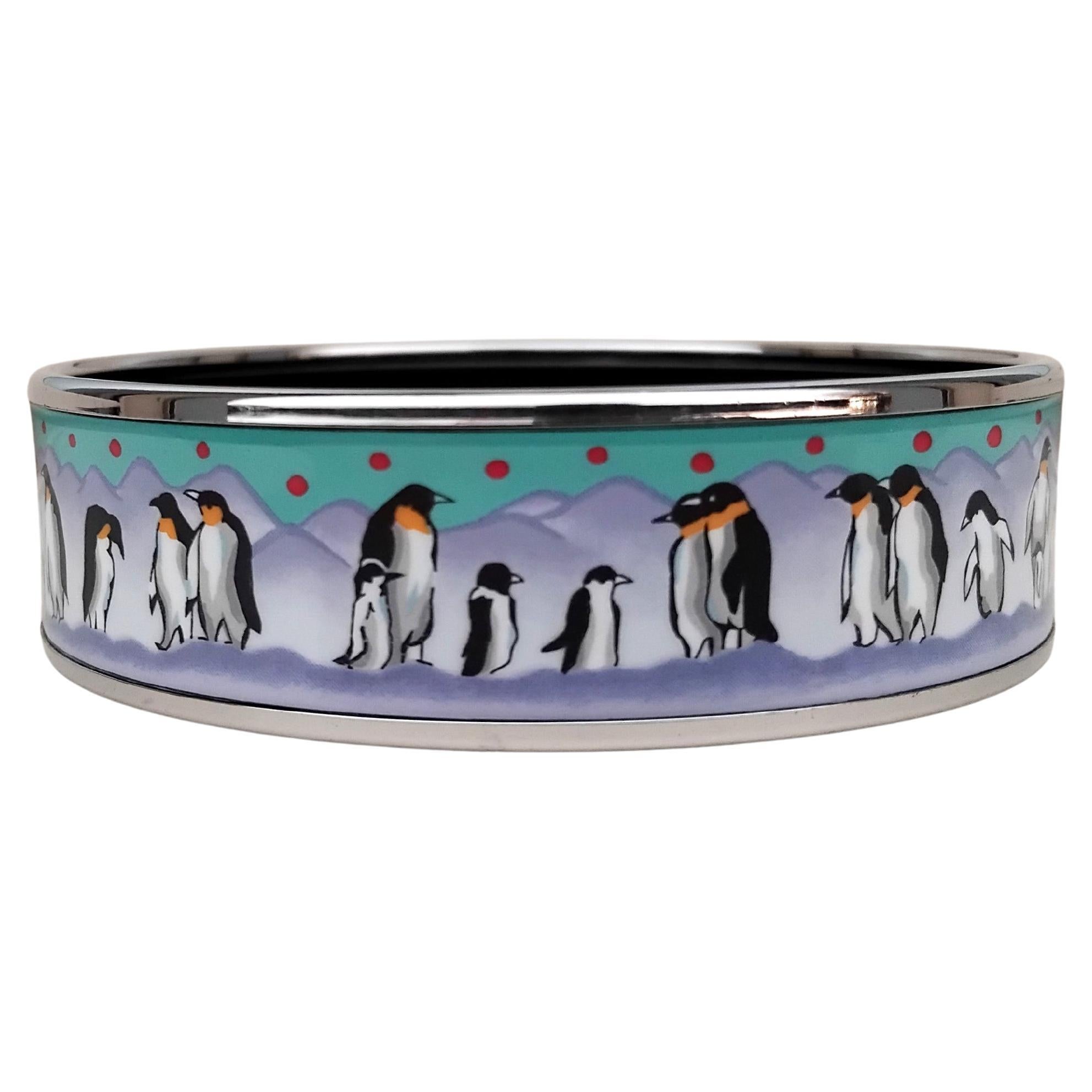 Bracciale Hermès Smalto Pinguini sul Ghiaccio QPhw Taglia 65 in vendita 1