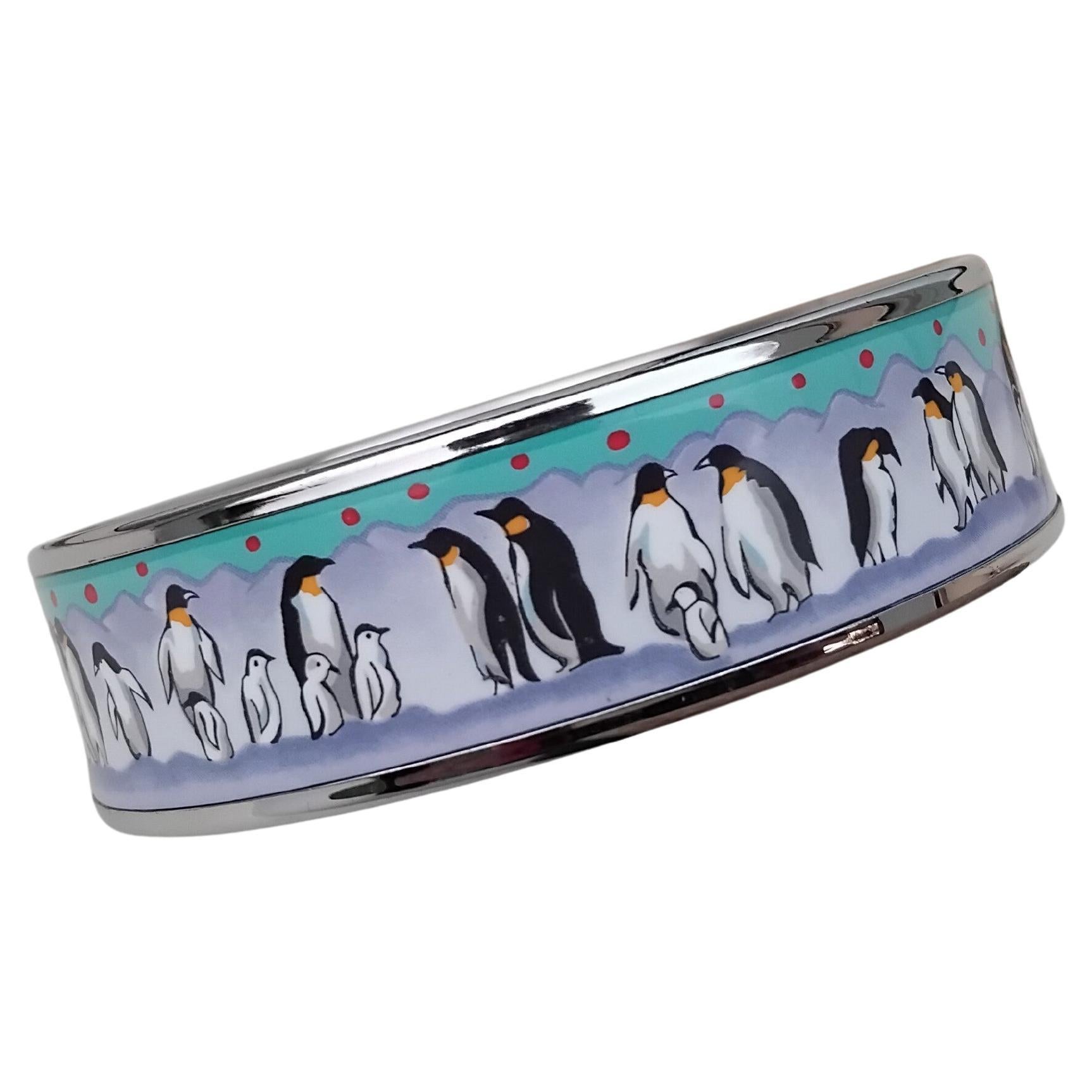 Bracciale Hermès Smalto Pinguini sul Ghiaccio QPhw Taglia 65