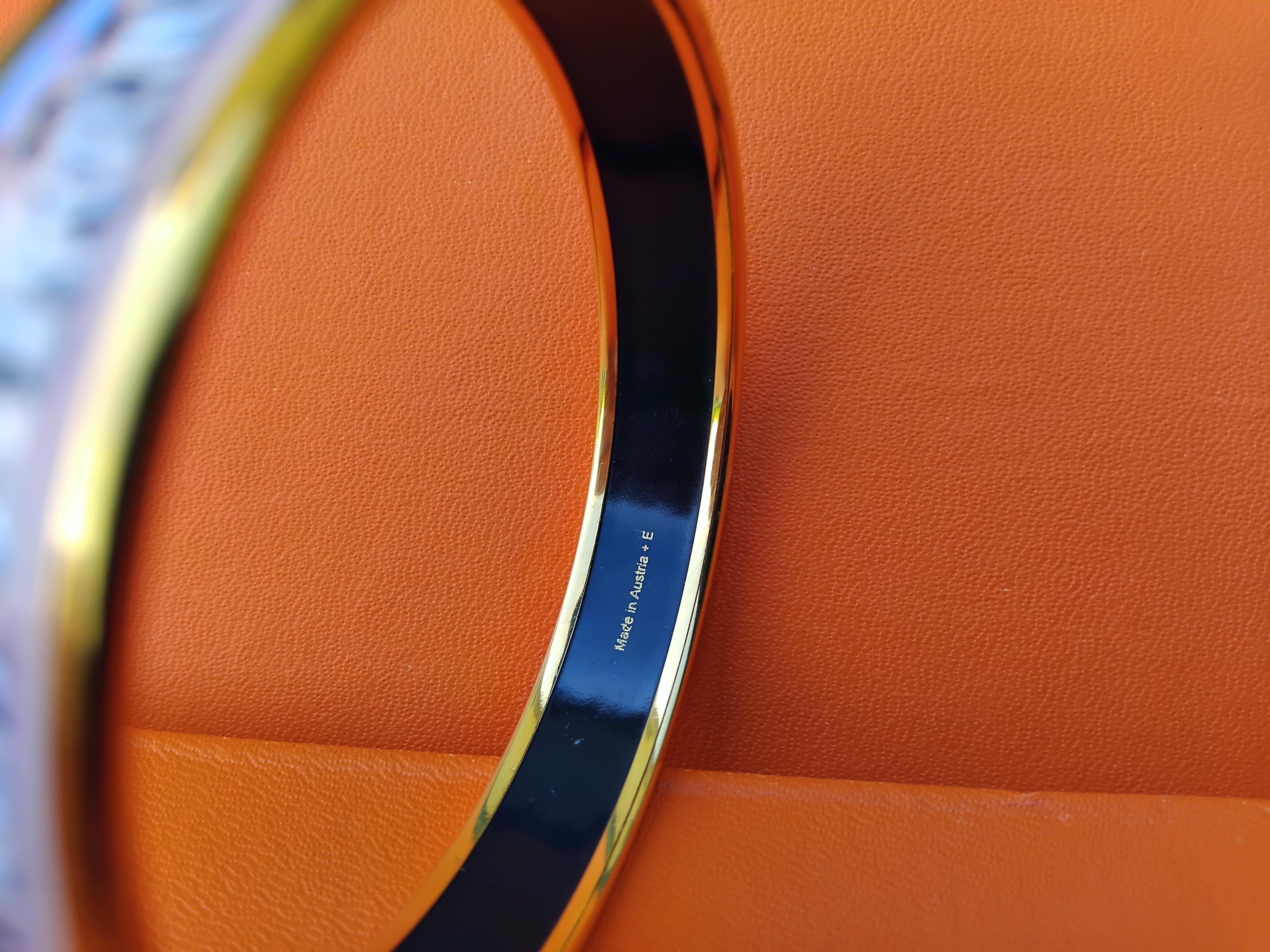 Hermès Enamel Bracelet Penguins Pink Purple Ghw PM 65 2