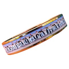 Hermès Enamel Bracelet Penguins Pink Purple Ghw PM 65