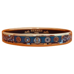 Hermès Enamel Bracelet Petite Main Print Narrow Ghw Size GM 70