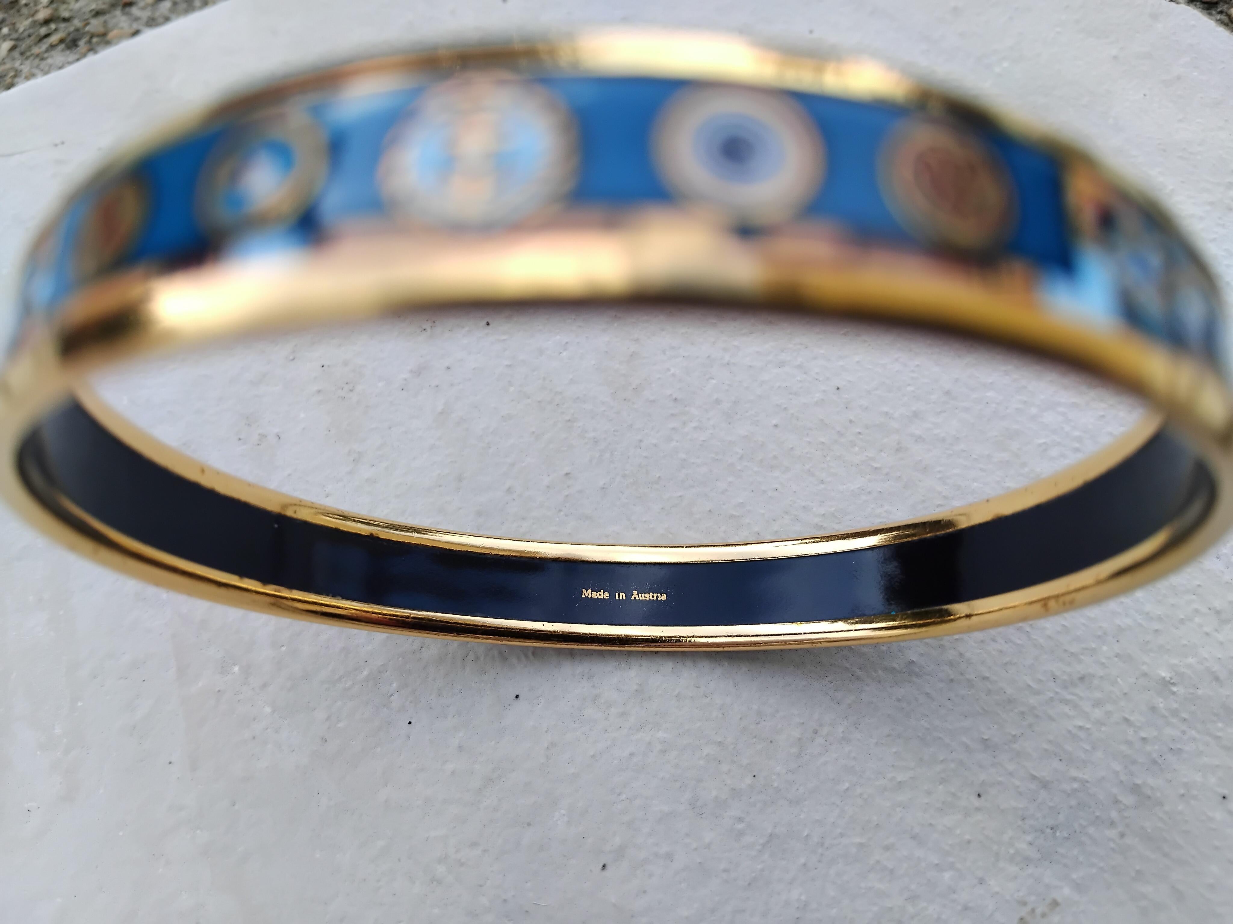 Hermès Enamel Bracelet Petite Main Print Narrow Ghw Size PM 65 10