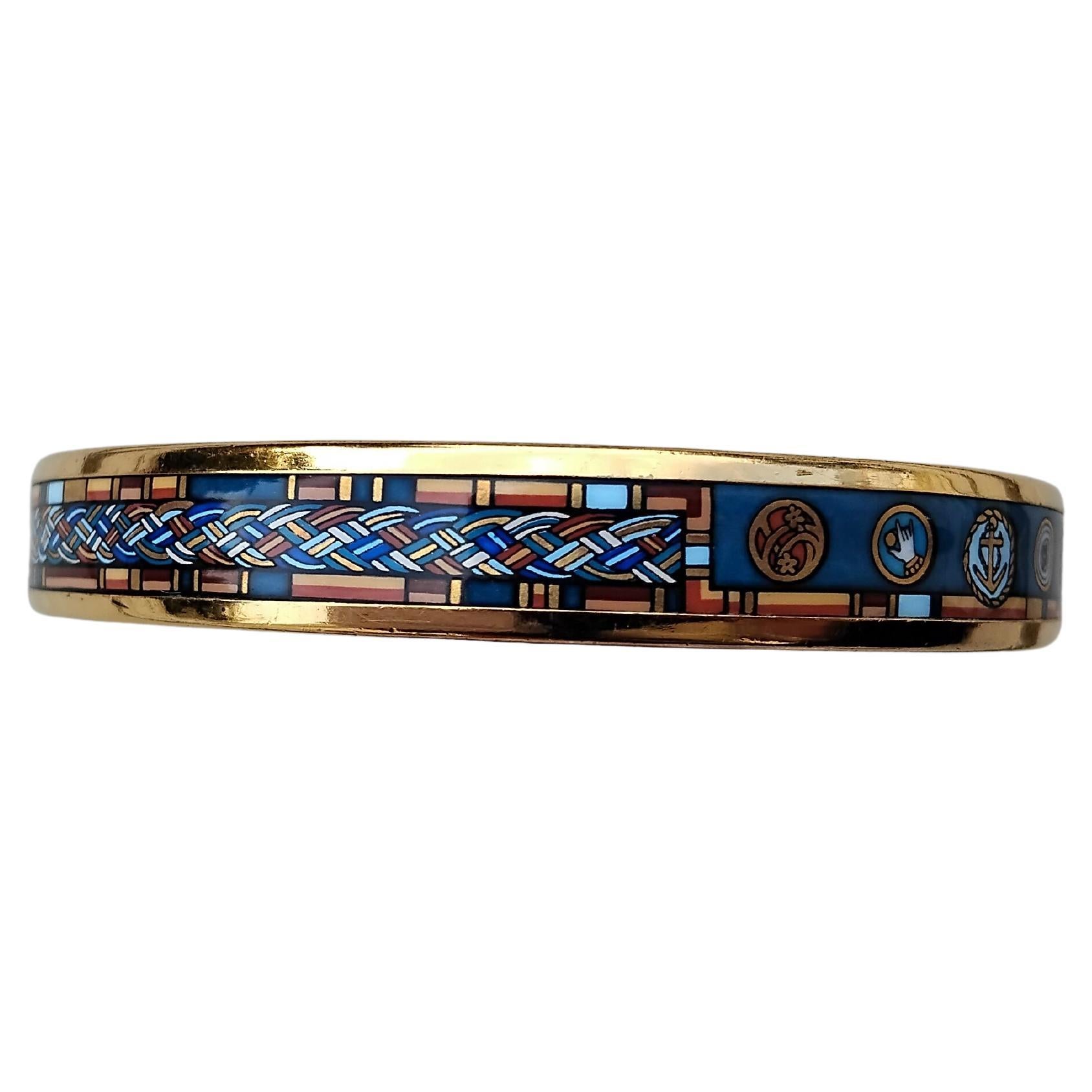 Hermès Enamel Bracelet Petite Main Print Narrow Ghw Size PM 65 1