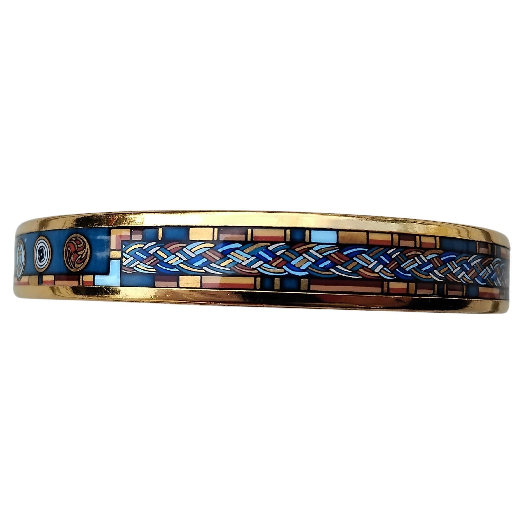 Hermès Enamel Bracelet Petite Main Print Narrow Ghw Size PM 65 3