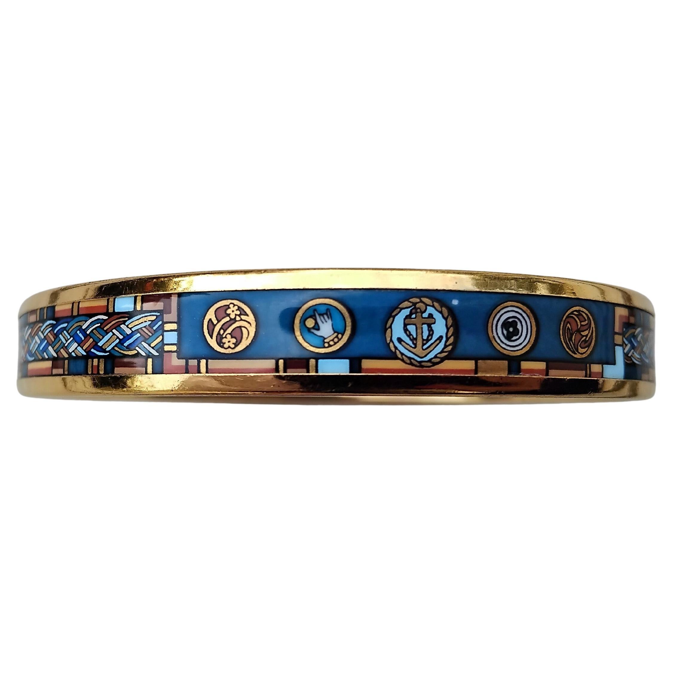 Hermès Enamel Bracelet Petite Main Print Narrow Ghw Size PM 65 4