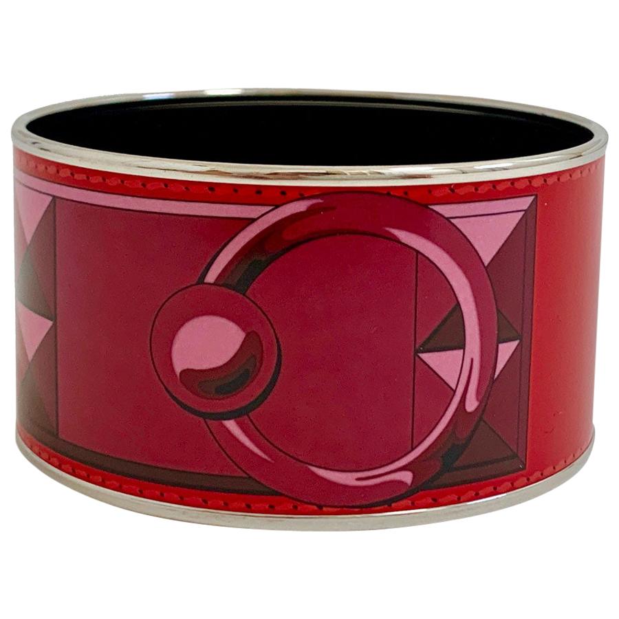 HERMES Enamel Bracelet Red Dog Collar