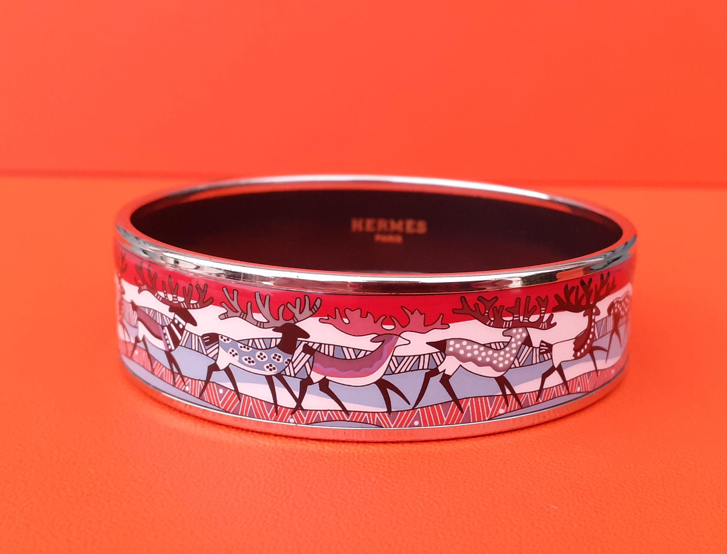 Hermès Enamel Bracelet Reindeer La Vie Du Grand Nord Phw Size 65 For Sale 3