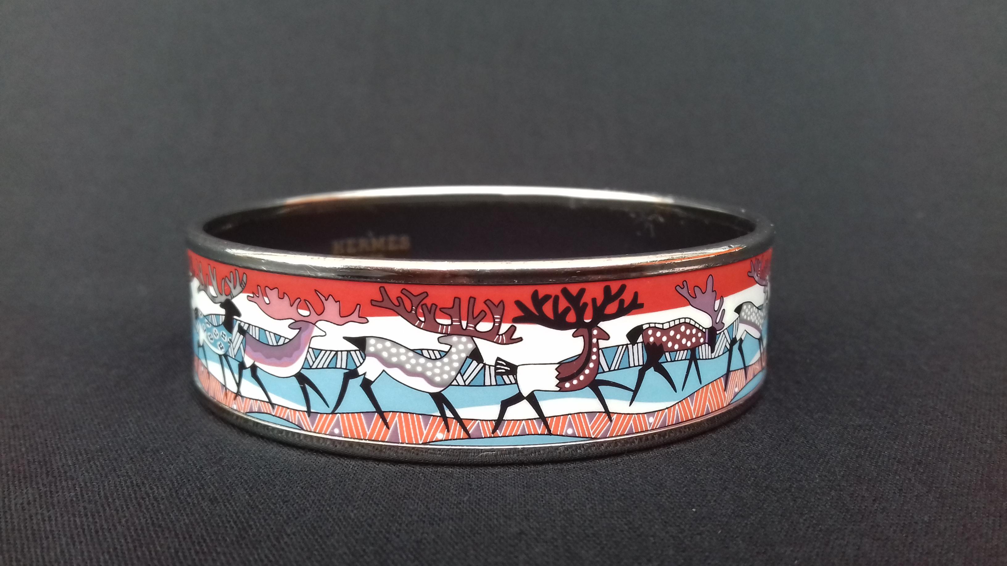 Women's Hermès Enamel Bracelet Reindeer La Vie Du Grand Nord Phw Size 65 RARE