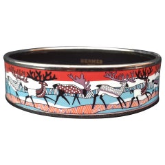 Hermès Enamel Bracelet Reindeer La Vie Du Grand Nord Phw Size 65 RARE