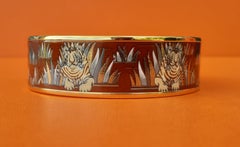 Hermès Enamel Bracelet Tigers in the Herbs Metz NEW Ghw Size GM 70 RARE