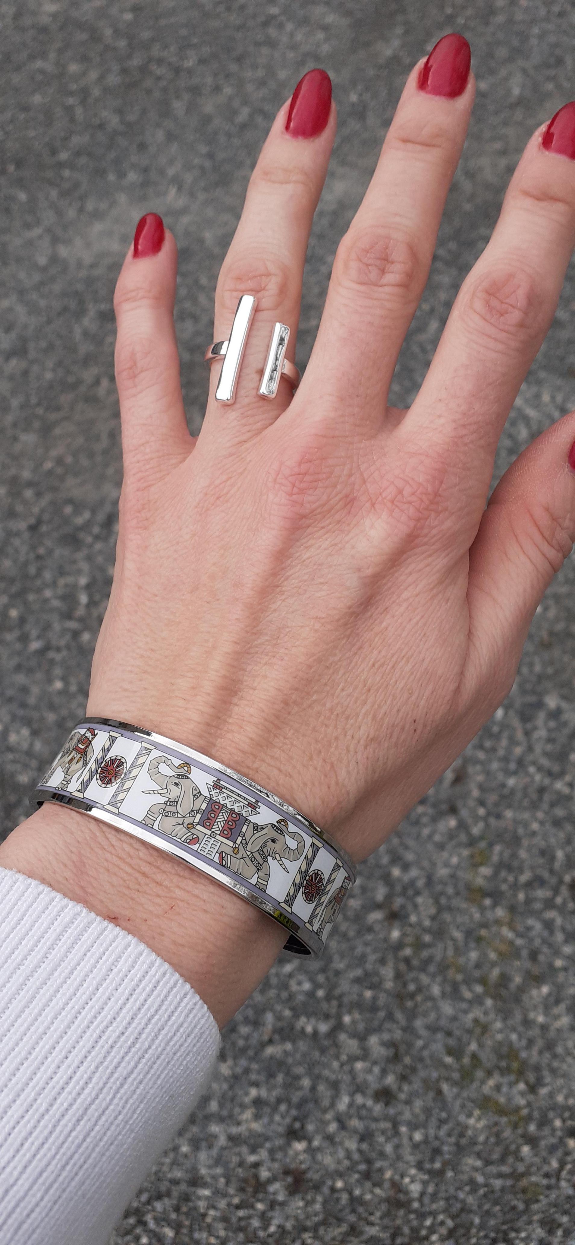Hermès Bracelet Email Torana Elephants Africa NEW Phw Size 65 PM en vente 7