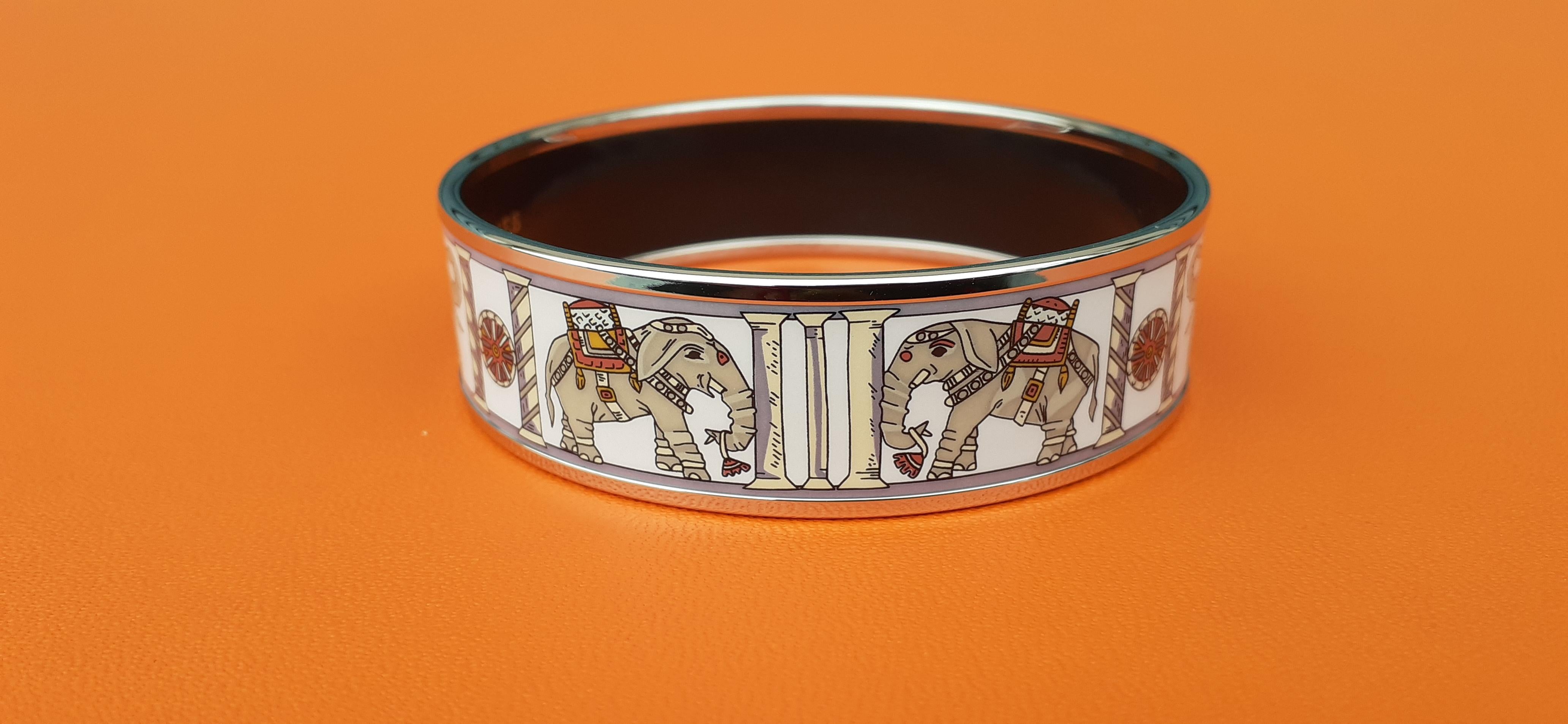 Hermès Enamel Bracelet Torana Elephants Africa NEW Phw Size 65 PM For Sale 3