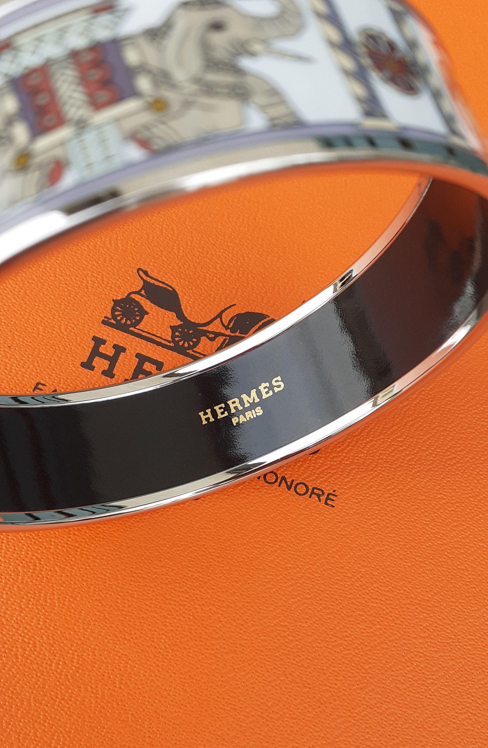 Hermès Emaille-Armband Torana Elefanten Afrika NEU Phw Größe 65 PM im Angebot 4