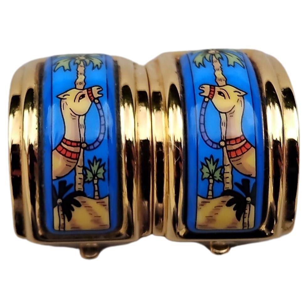 Hermès Enamel Clip-On Earrings Camel in Desert