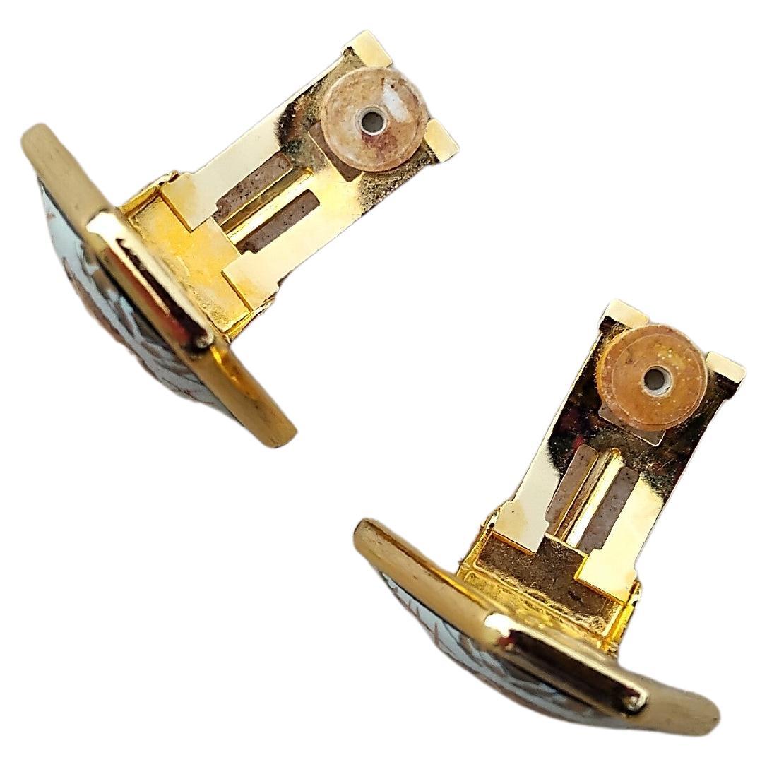 Hermès Emaille-Ohrringe Löwe Löwin Afrika Goldene Hardware Damen im Angebot