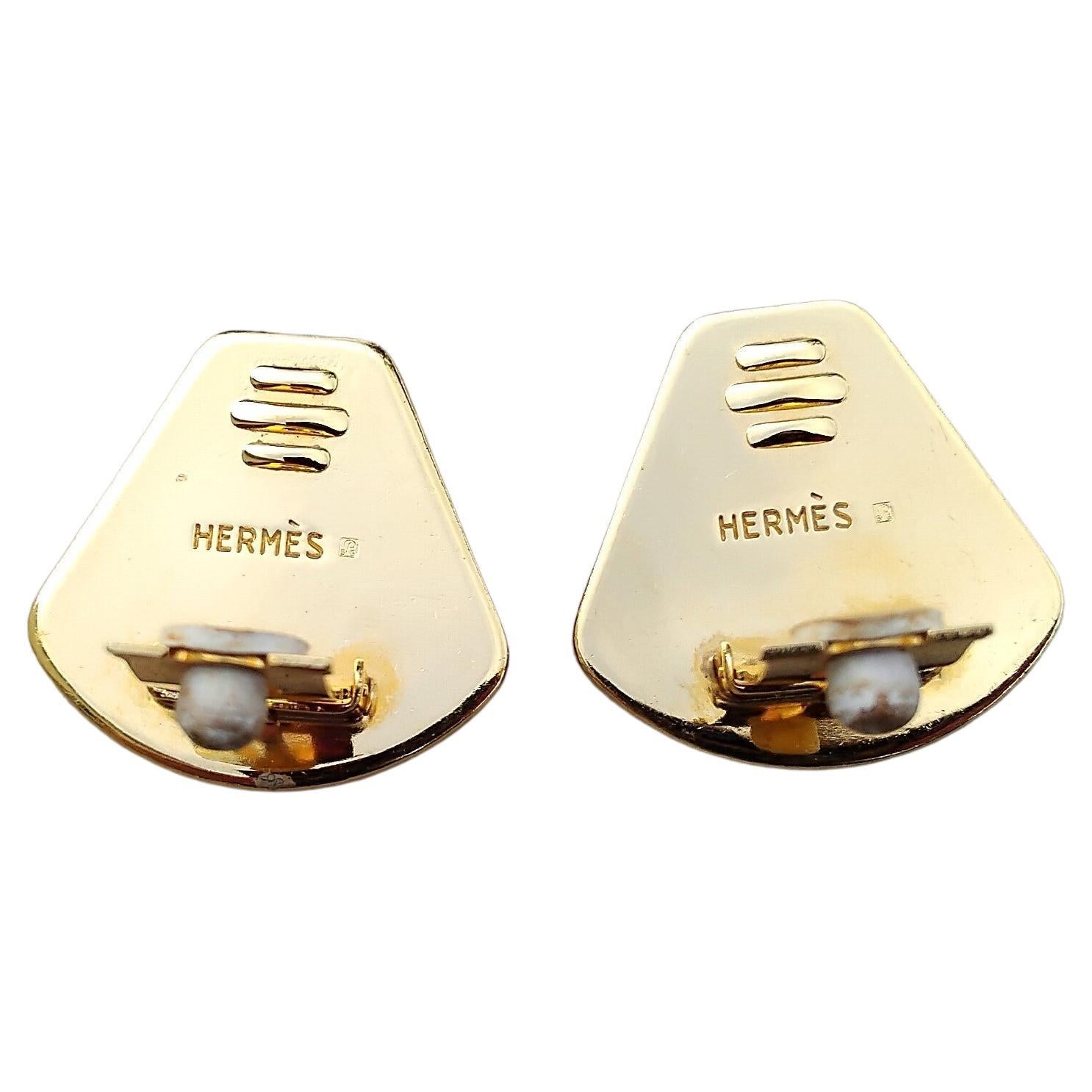 Hermès Emaille-Ohrringe Löwe Löwin Afrika Goldene Hardware im Angebot 3