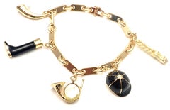 Hermes Enamel Equestrian Charm Yellow Gold Link Bracelet