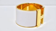 Extra breites Clic-Klappverschluss GM Weißes Emaille-Armband