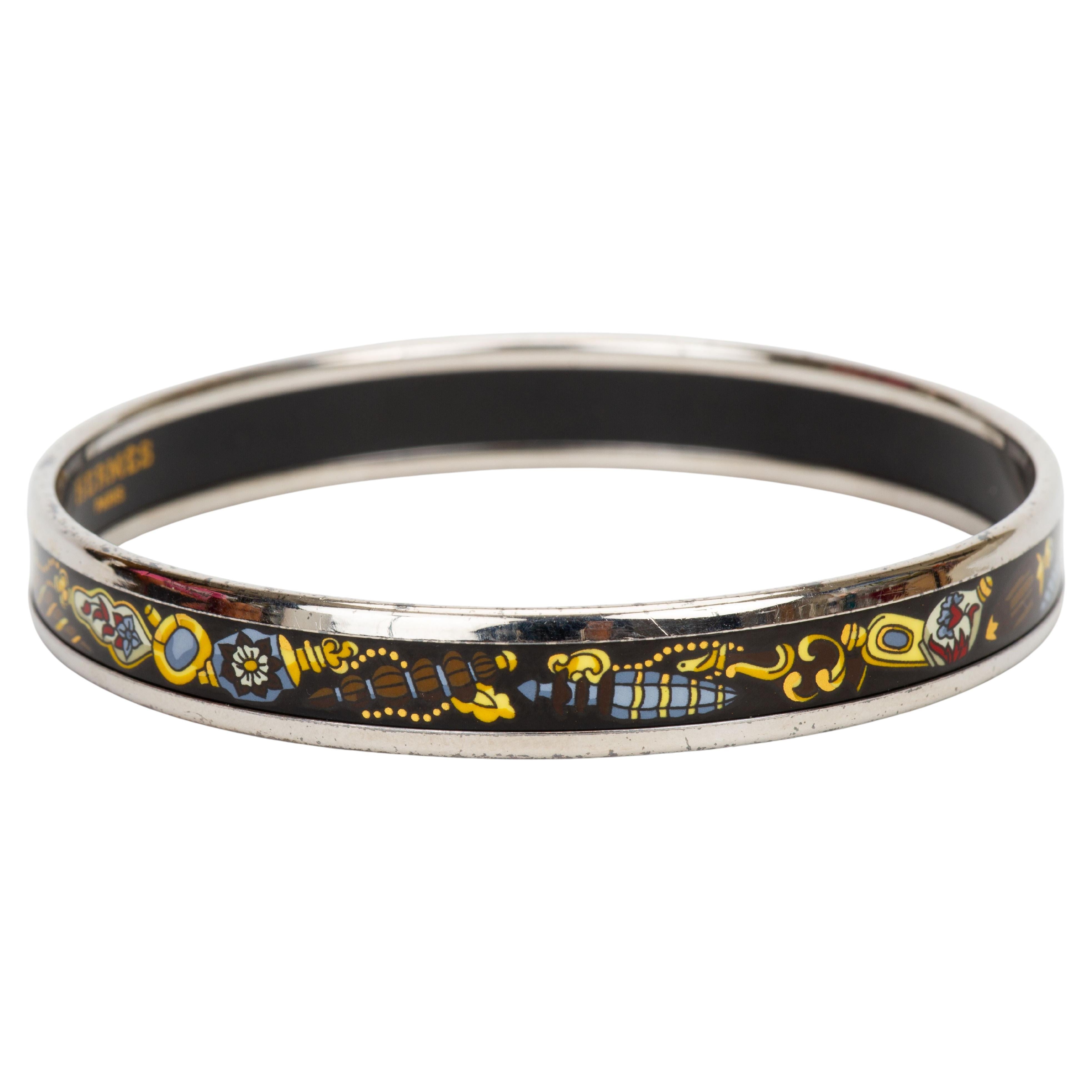 Hermès Enamel Print Narrow Bangle