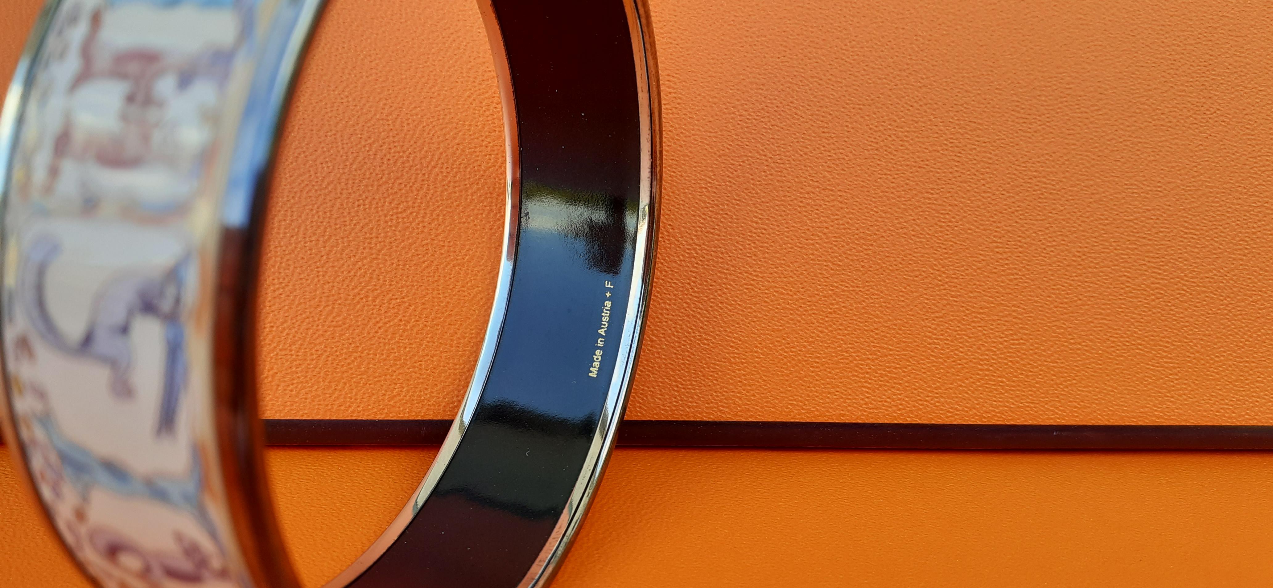 Hermès Enamel Printed Bracelet Animal Alphabet Palladium Hdw PM 65 3