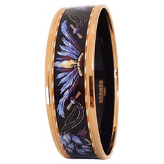 Hermès Enamel Printed Bracelet Brazil Feathers Purple Ghw Size 65
