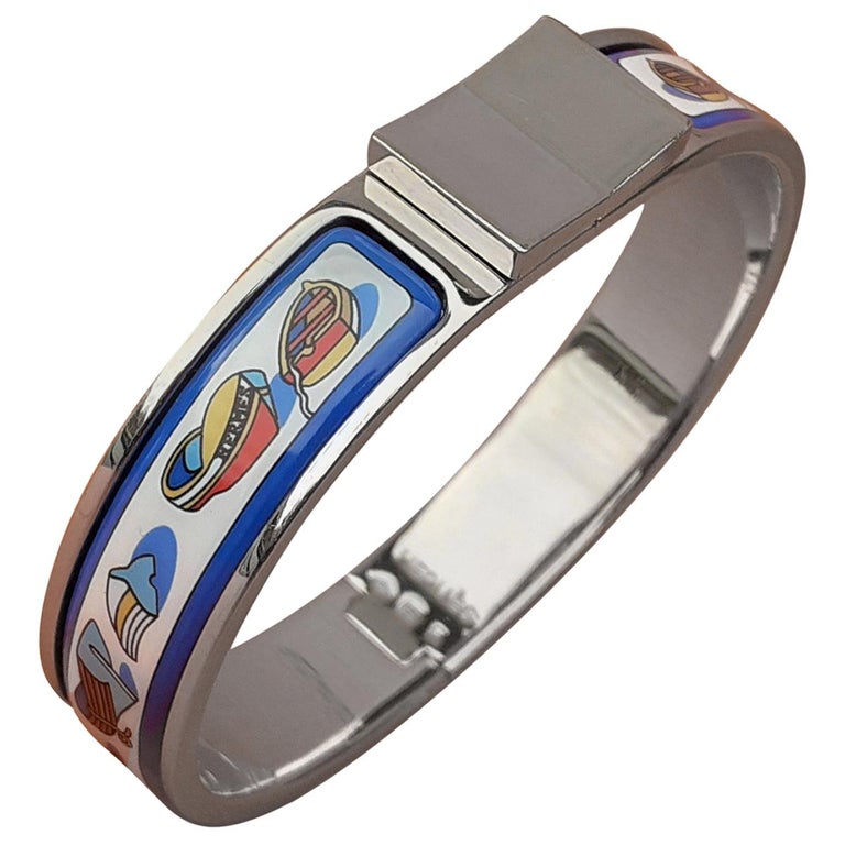 Hermès Enamel Printed Bracelet Clic Clac Thalassa Boats Pattern