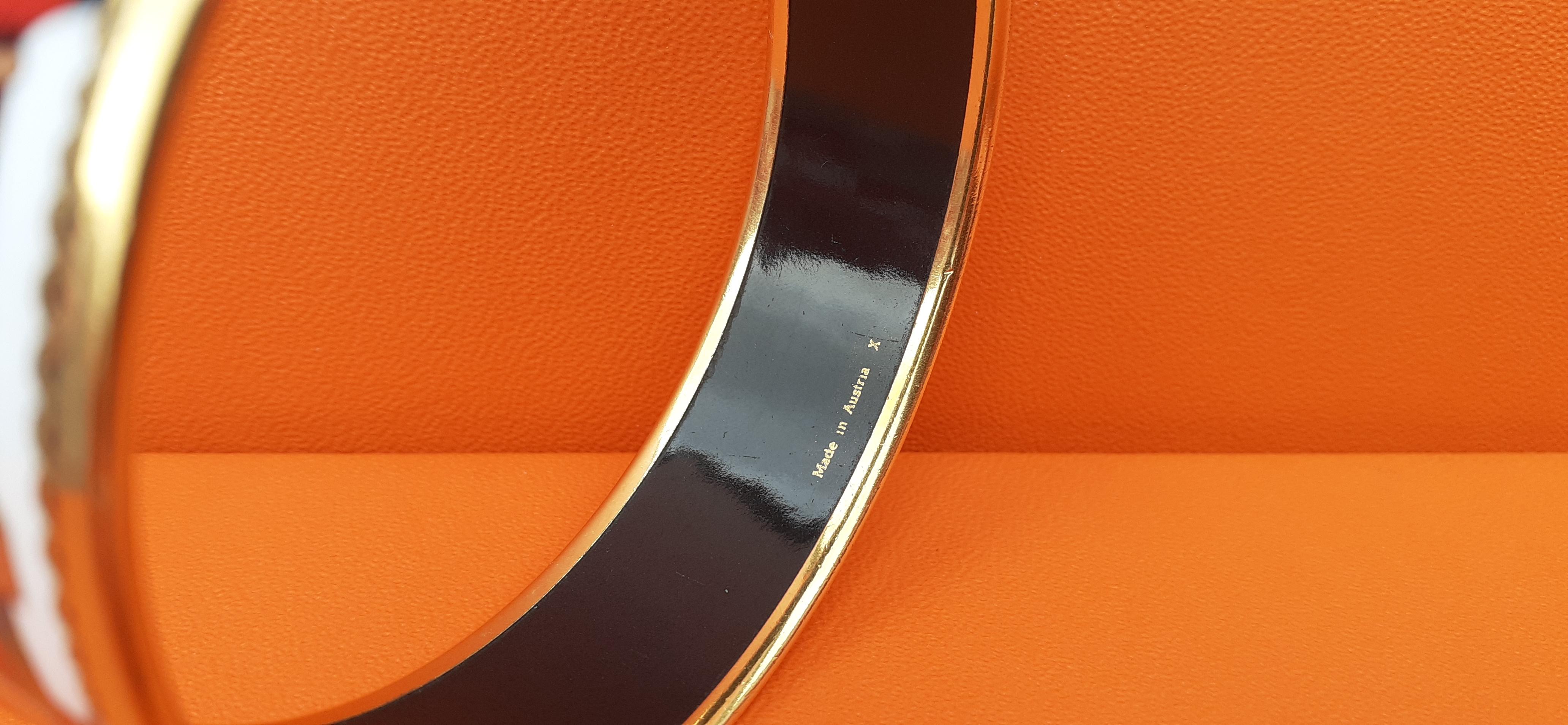 Hermès Emaille gedruckt Armbänder Säulen Muster vergoldet Hdw Größe 65 im Angebot 8