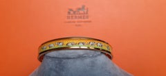 Hermès Enamel Printed Bracelet Elephants Grazing Yellow Ghw Narrow Size 65