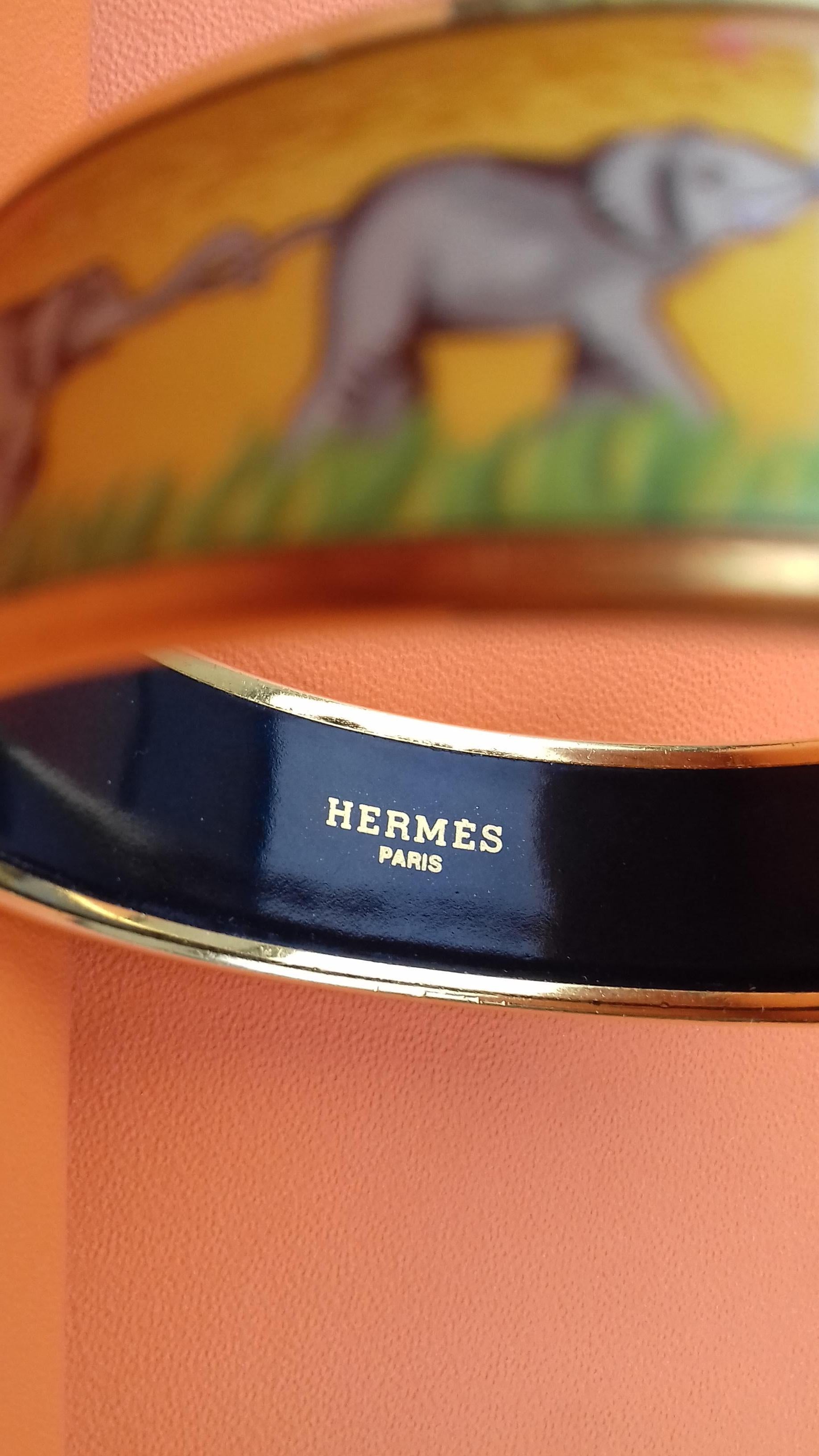 Hermès Enamel Printed Bracelet Elephants Grazing Yellow Ghw Size 65 7