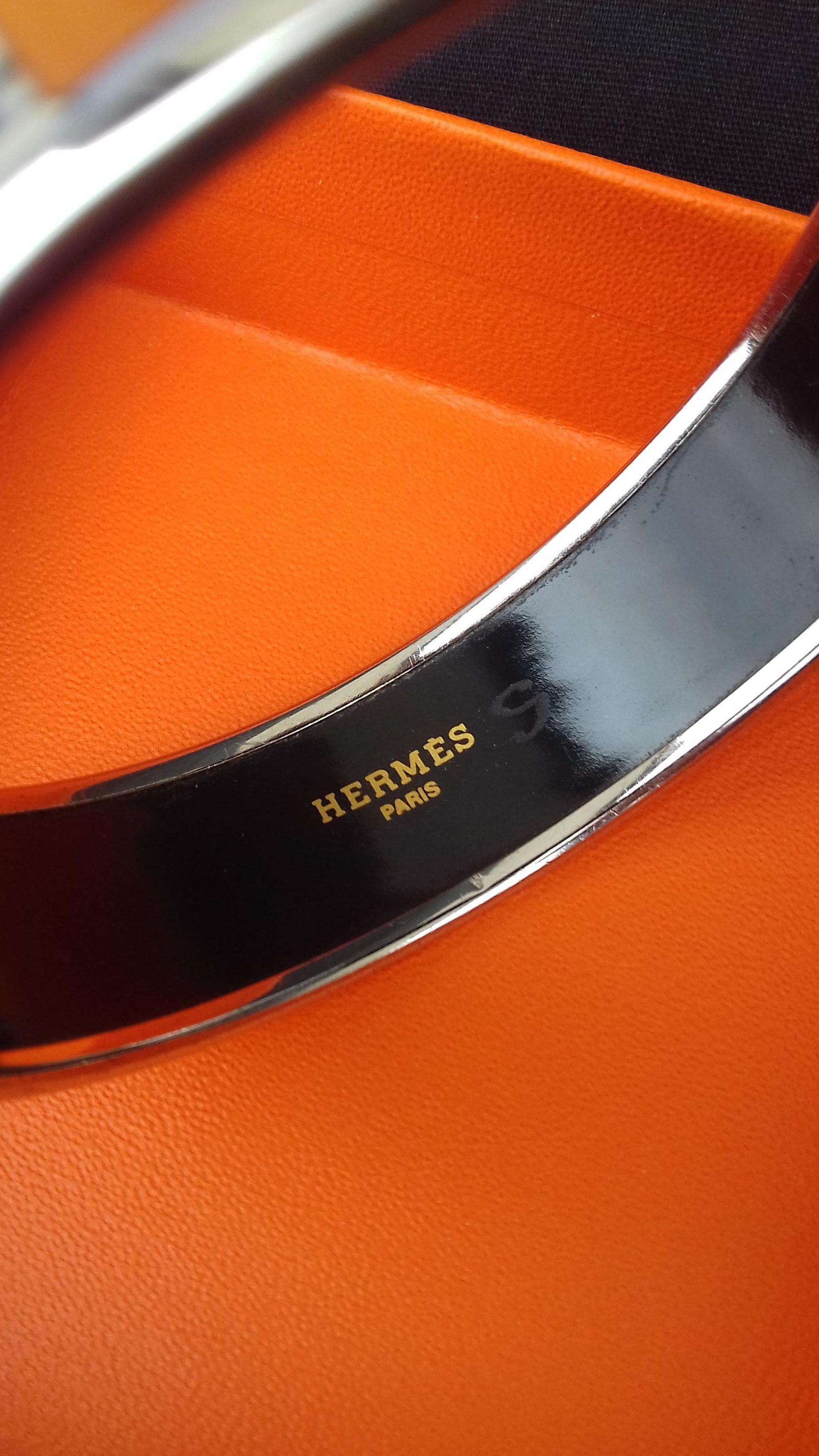 Hermès Enamel Printed Bracelet Elephants Torana Orange Phw Size 70 Large 6