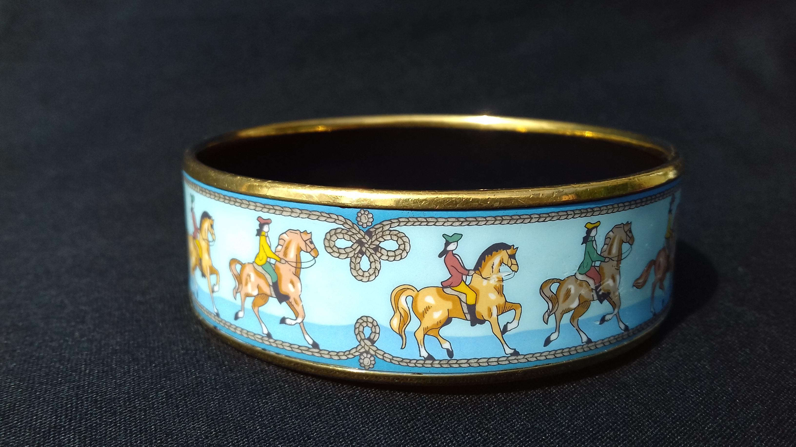 Hermès Enamel Printed Bracelet Equestrian Horses Rodeo 