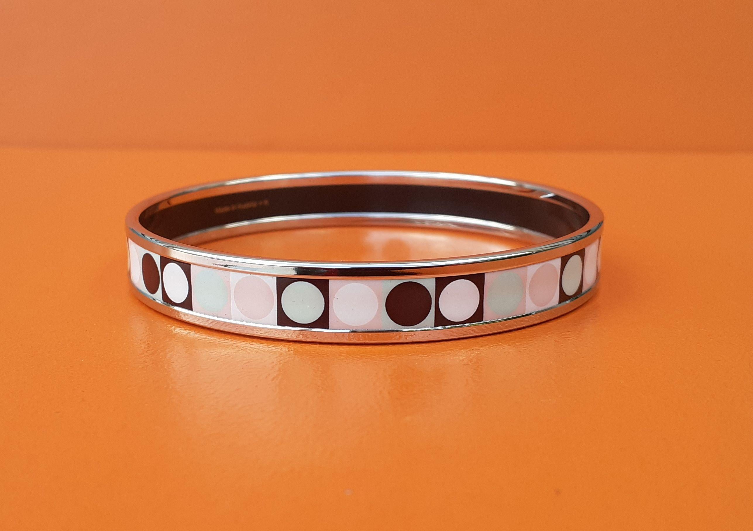 Hermes Bracelet émaillé imprimé géométrique New Phw Taille 65 Narrow en vente 2