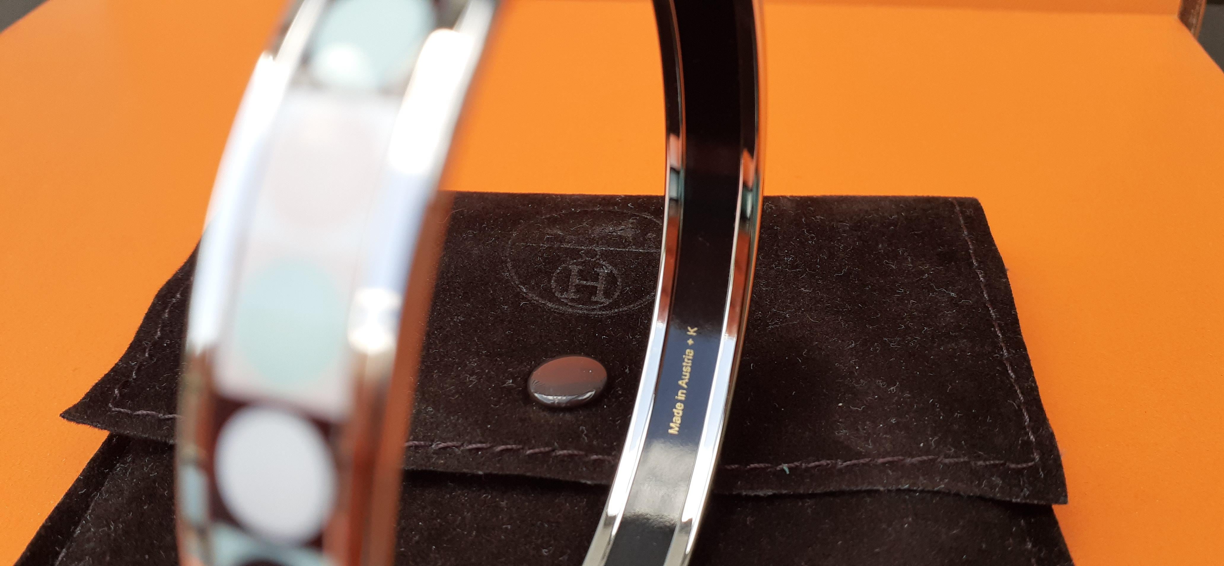 Hermes Emaille gedruckt Armband geometrischen Druck neue Phw Größe 65 schmal im Angebot 6