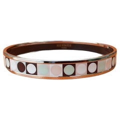 Hermes Enamel Printed Bracelet Geometric Print New Phw Size 65 Narrow