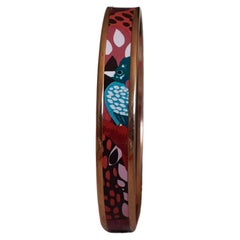 Hermès Enamel Printed Bracelet Jungle of Eden Rose Couture Narrow Ghw Size GM 70